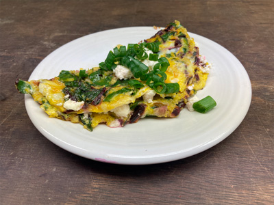 beet-green-red-onion-omelette